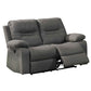 Stitched Leatherette Power Motion Loveseat with Pillow Top Arms, Gray By Casagear Home