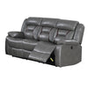 Leatherette Power Motion Sofa with Contrast Stitching, Gray