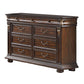 9 Drawer Wooden Dresser with Molded and Carved Details, Brown By Casagear Home