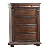 6 Drawer Wooden Chest with Molded and Carved Details, Brown