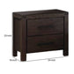 Wooden Nightstand with Metal Bar Handles and Two Drawers, Dark Brown By Casagear Home