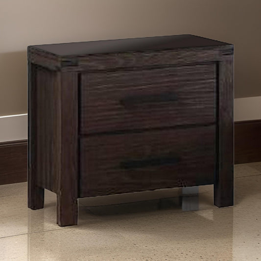 Logan Nightstand | 2 Drawer | Metal Bar Handles | Dark Brown