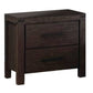 Wooden Nightstand with Metal Bar Handles and Two Drawers, Dark Brown By Casagear Home