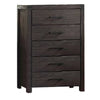 Wooden Chest with Metal Bar Handles and Five Drawers, Dark Brown