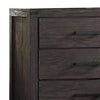 Wooden Chest with Metal Bar Handles and Five Drawers Dark Brown BM232681