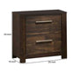 Wooden Nightstand with Two Drawers and Metal Bar Handles, Brown By Casagear Home