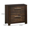 Wooden Nightstand with Two Drawers and Metal Bar Handles, Brown By Casagear Home