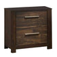 Wooden Nightstand with Two Drawers and Metal Bar Handles, Brown By Casagear Home