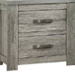 Wooden Nightstand with Two Drawers and Metal Bar Handles, Gray By Casagear Home