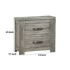 Wooden Nightstand with Two Drawers and Metal Bar Handles, Gray By Casagear Home