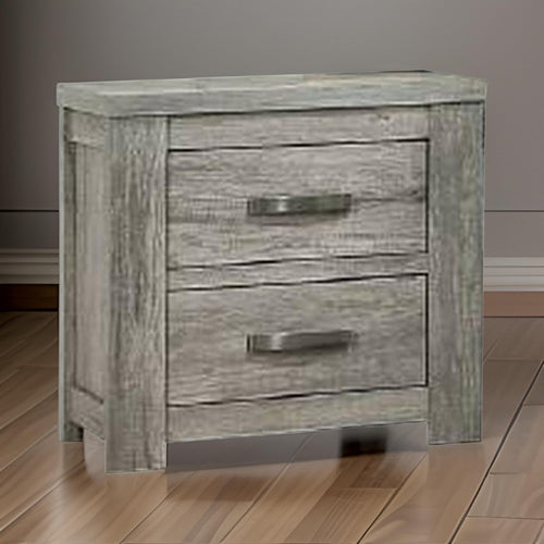 Logan Nightstand | 2 Drawer | Metal Bar Handles | Gray