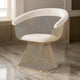 Kai Dining Chair | 28" | Slatted Metal Body | Beige & Gold