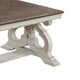 Dual Tone Coffee Table | Scroll Base | Distressed White & Brown BM232872