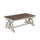 Dual Tone Coffee Table | Scroll Base | Distressed White & Brown BM232872