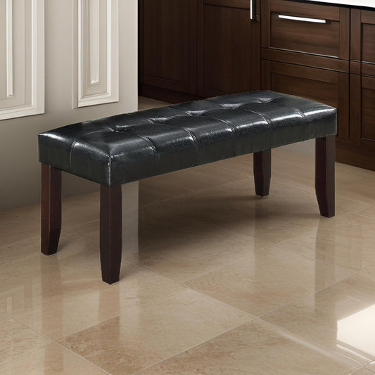 Dining Bench | Faux Leather Upholstery | Chamfered Feet | Black