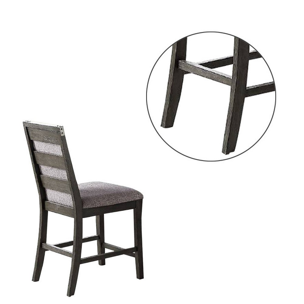 Wooden High Chairs with Upholstered Seat and Backrest Set of 2 Gray BM232886