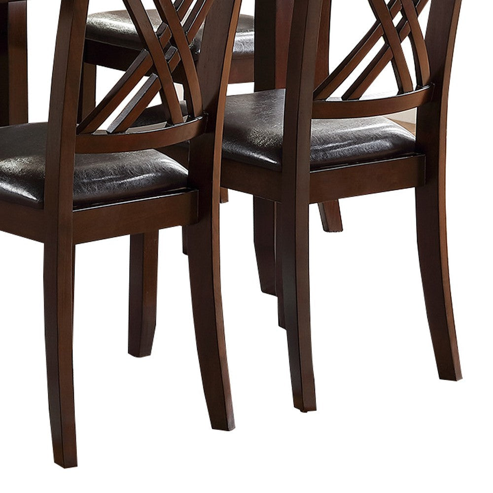 Wooden Dining Set with Chamfered Feet and Cushioned Seat Chairs Brown By Casagear Home BM232892