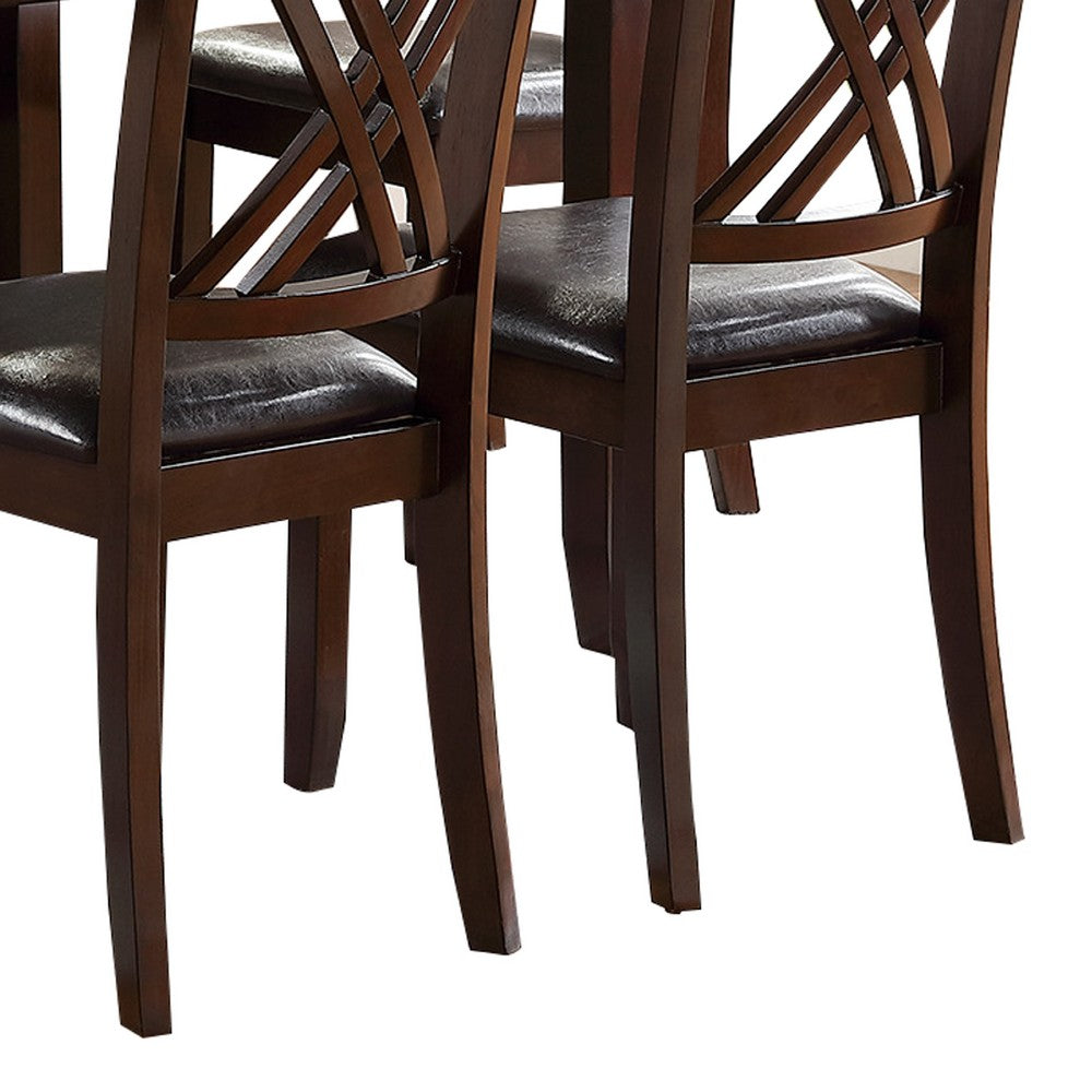 Dining Set | Wood | Chamfered Feet | Cushioned Seat Chairs | Brown