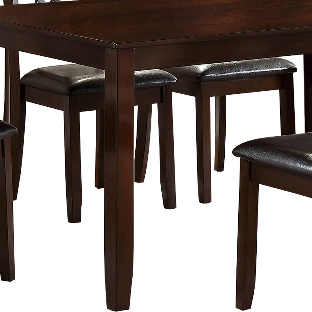Dining Set | Wood | Chamfered Feet | Cushioned Seat Chairs | Brown