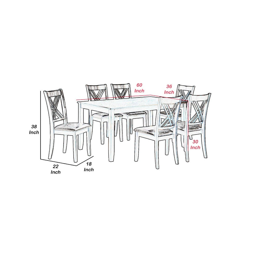 Dining Set | Wood | Chamfered Feet | Cushioned Seat Chairs | Brown