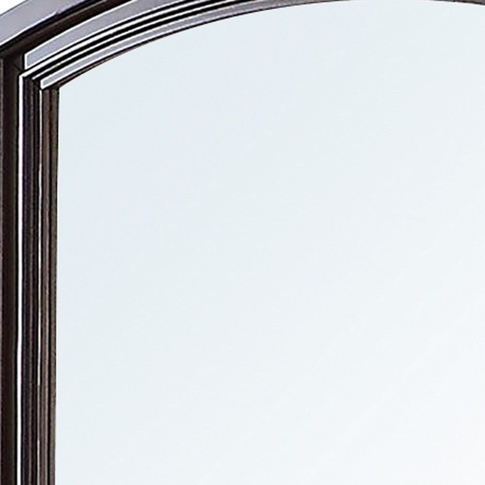 Wooden Mirror with Raised Frame and Molded Details, Brown