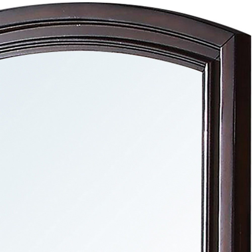 Wooden Mirror with Raised Frame and Molded Details, Brown
