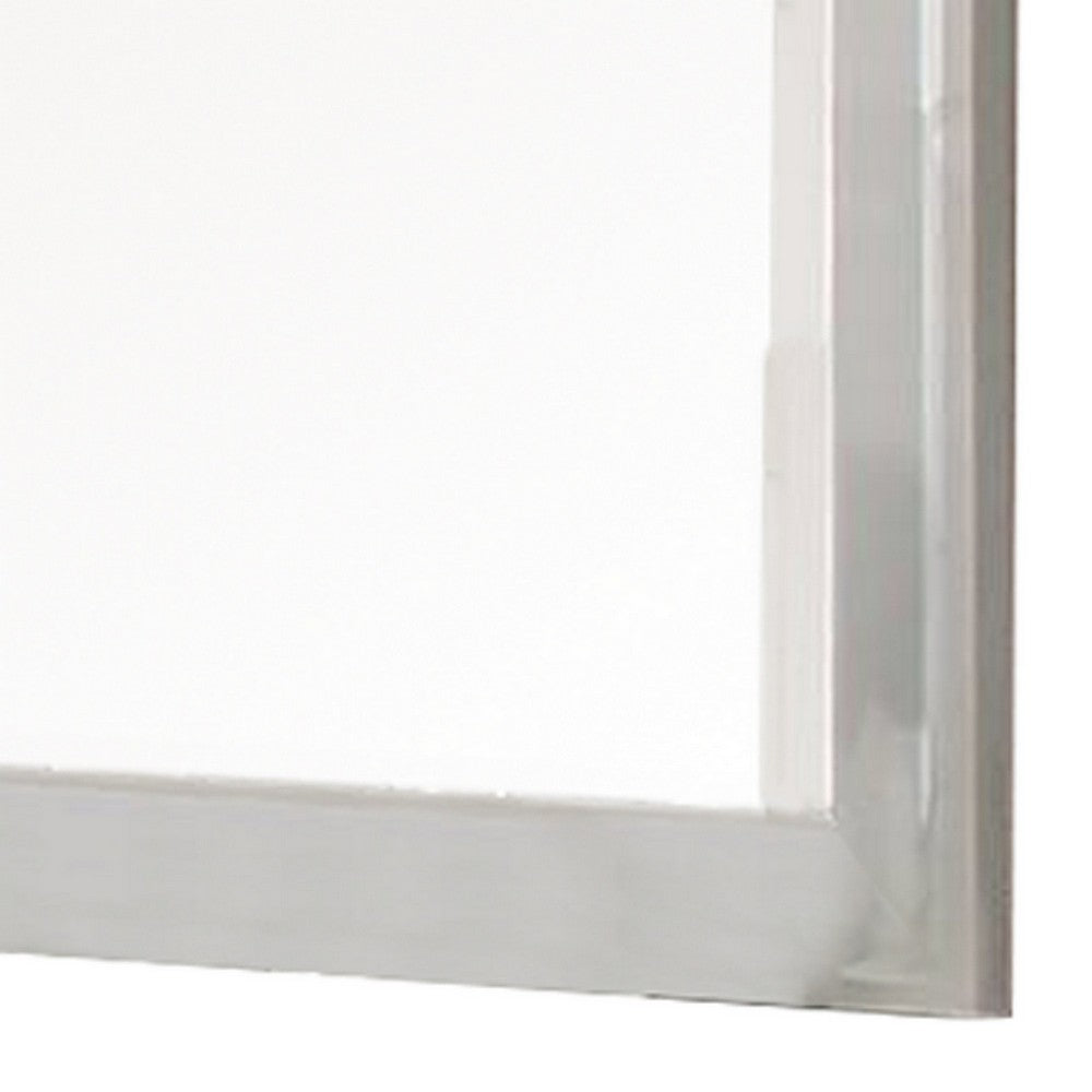 Modern Mirror with Rectangular Frame an Molded Details, White