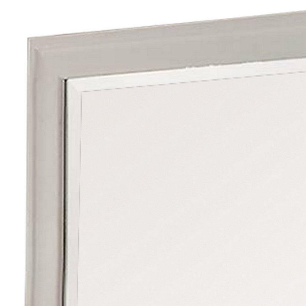 Modern Mirror with Rectangular Frame an Molded Details, White
