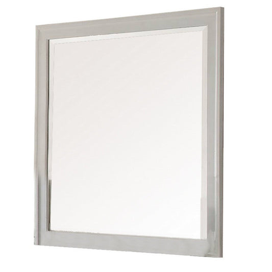 Modern Mirror with Rectangular Frame an Molded Details, White