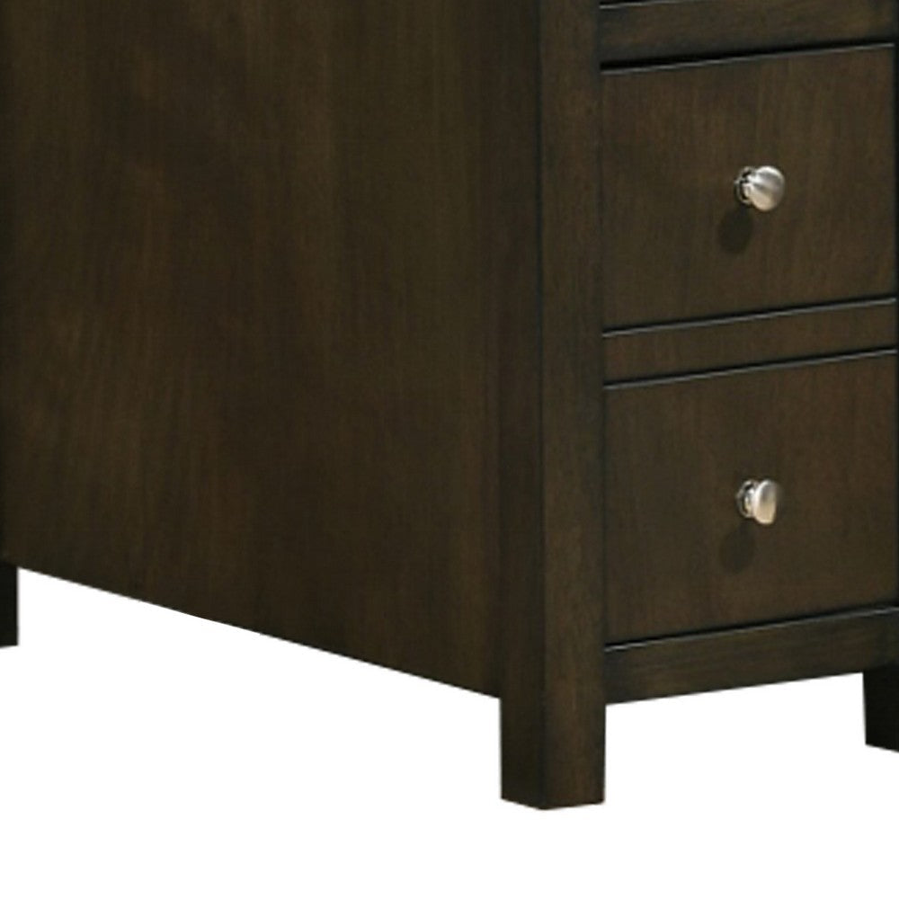 24 Inch 3 Drawer Wooden Chairside Table Brown By Casagear Home BM232914