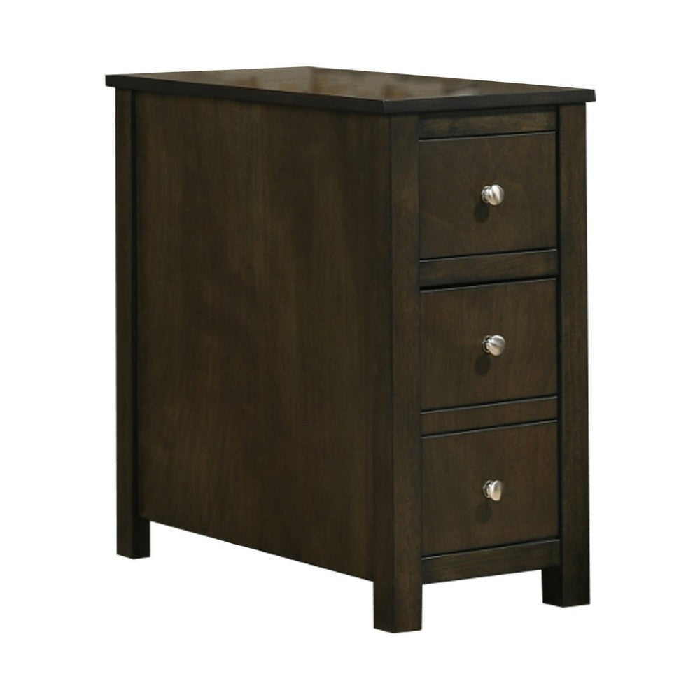 Chairside Table | 24" | 3 Drawers | Wood | Brown