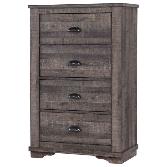 48 inch 4 Drawer Wooden Chest with Cup Pulls, Gray By Casagear Home