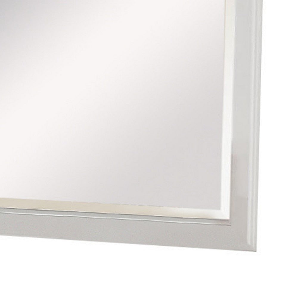 Wall Mirror with Rectangular Frame and Raised Edges White By Casagear Home BM232968