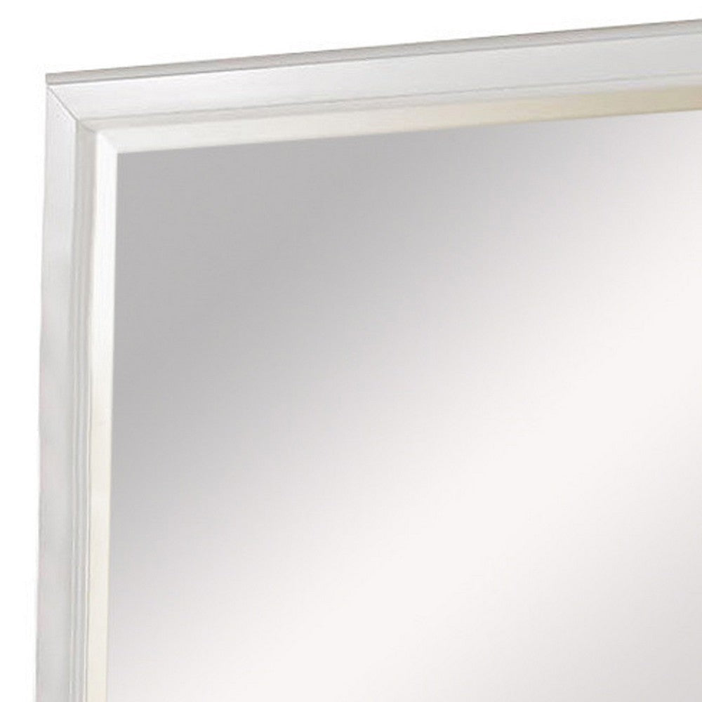 Wall Mirror with Rectangular Frame and Raised Edges White By Casagear Home BM232968