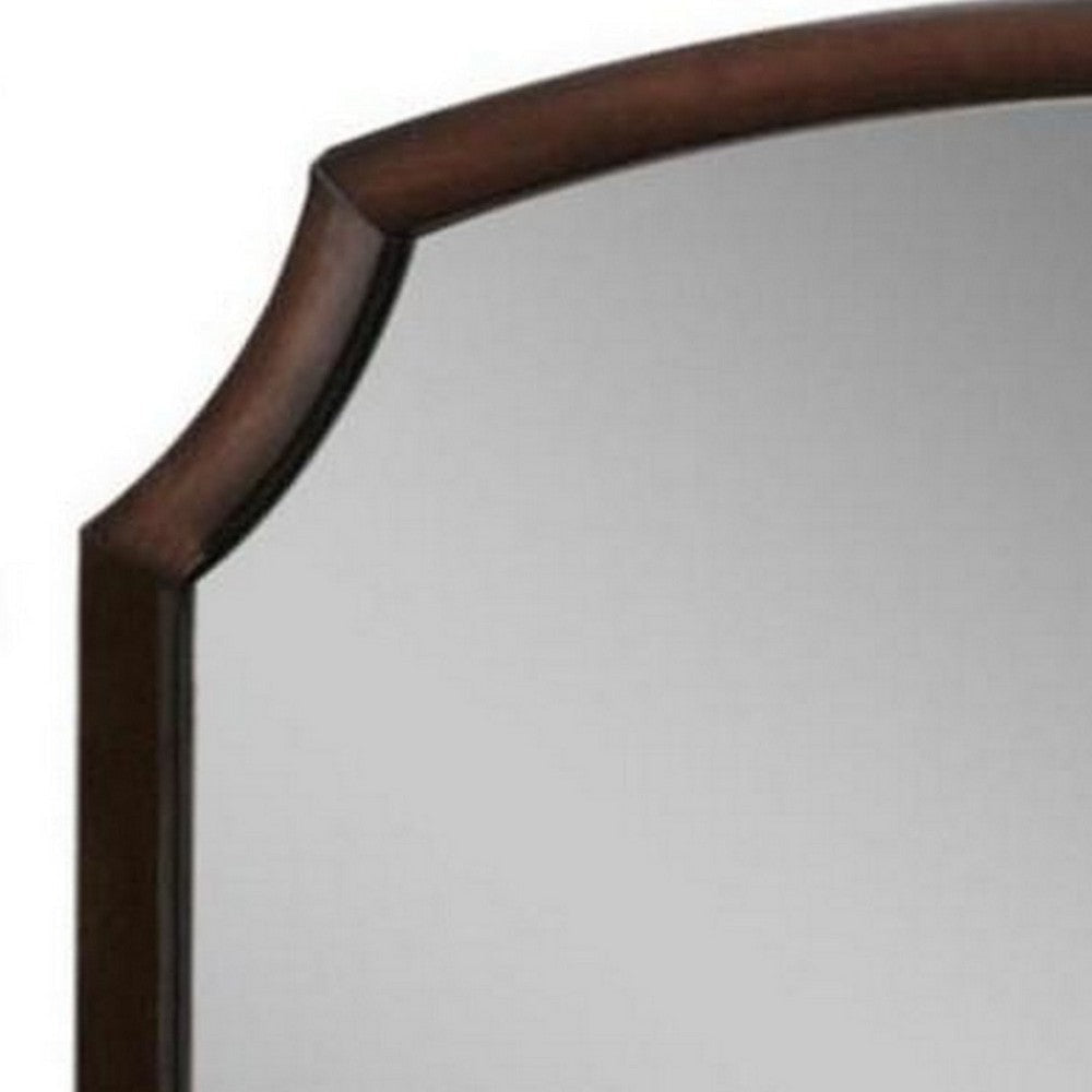 Transitional Style Wooden Wall Mirror with Beveled Edges Espresso BM232977