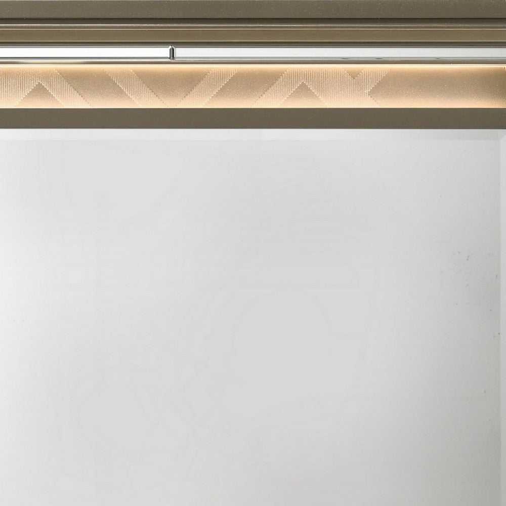 Contemporary Wall Mirror with LED and Accent Details Gold and Brown BM232980