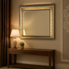 Contemporary Wall Mirror with LED and Accent Details, Gold and Brown