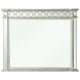 Wooden Raised Geometric Pattern Frame Mirror with Beveled Edges, Silver
