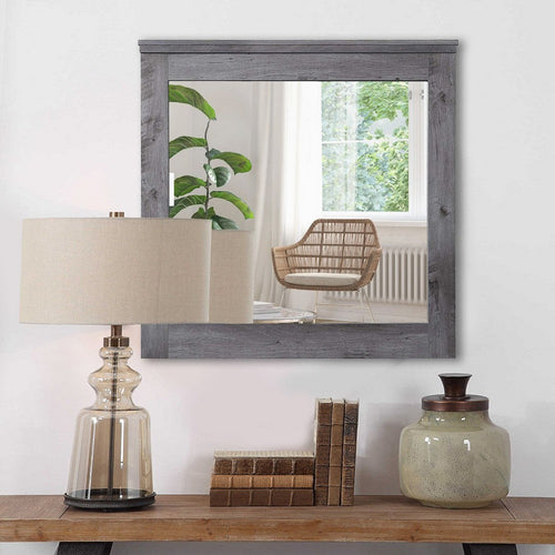 Wall Mirror | Traditional Wood | Rustic Style | Gray