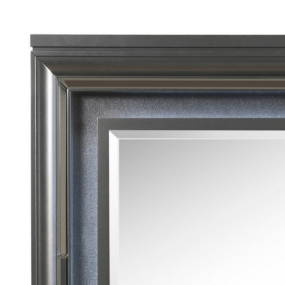 Wall Mirror with Mirror Accent and Beveled Edges Gray BM232993