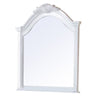 Transitional Style Wooden Wall Mirror with Crown Top, White
