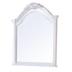 Transitional Style Wooden Wall Mirror with Crown Top, White