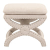 21 Inches Pillow Top Ottoman with Criss Cross Base, Beige By Casagear Home