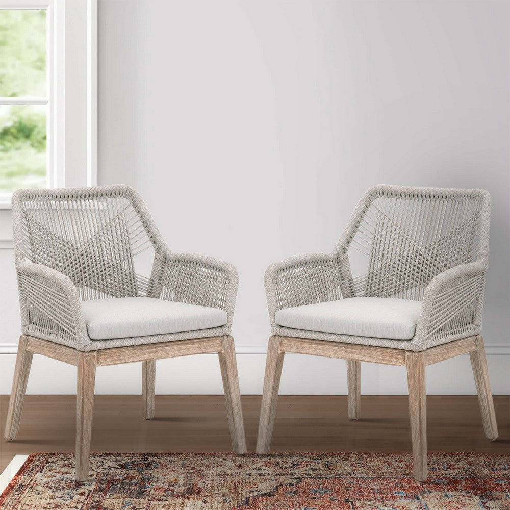 Armchair | Intricate Rope Weave | Set of 2 | Gray