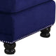 46 Inches Nailhead Trim Velvet Upholstered Ottoman Blue BM233086