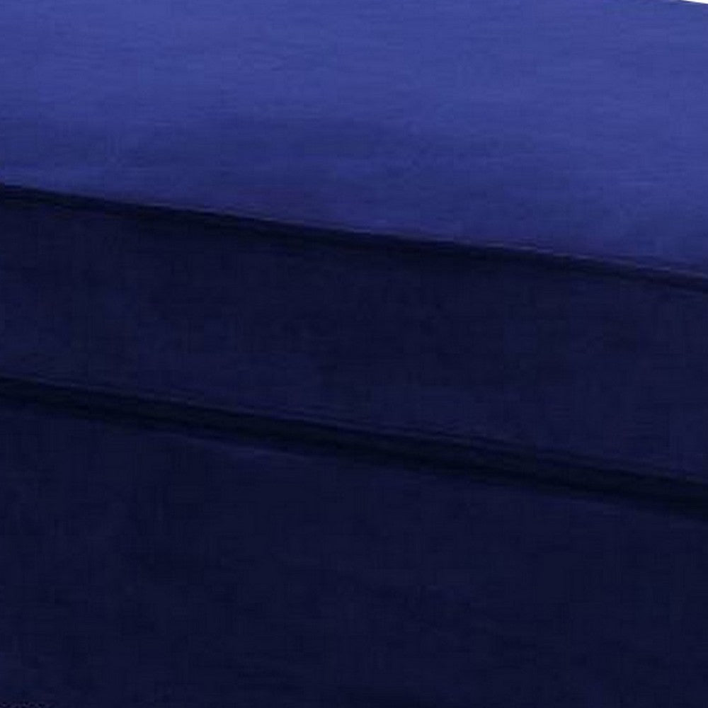46 Inches Nailhead Trim Velvet Upholstered Ottoman Blue BM233086