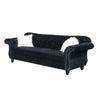 93 Inches Nailhead Trim Velvet Sofa with Crystal Tufting, Black
