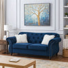 Loveseat | Nailhead Trim Velvet | 77" | Crystal Tufting | Blue