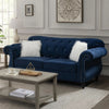 Loveseat | Nailhead Trim Velvet | 77" | Crystal Tufting | Blue