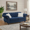 Loveseat | Nailhead Trim Velvet | 77" | Crystal Tufting | Blue